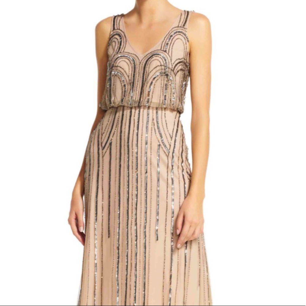 NWT Adrianna Papell Size 14 Beaded Blouson Gown
